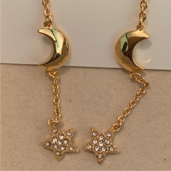 Tory Burch Kira crystal pave star & moon long drop earrings - Picture 5 of 8